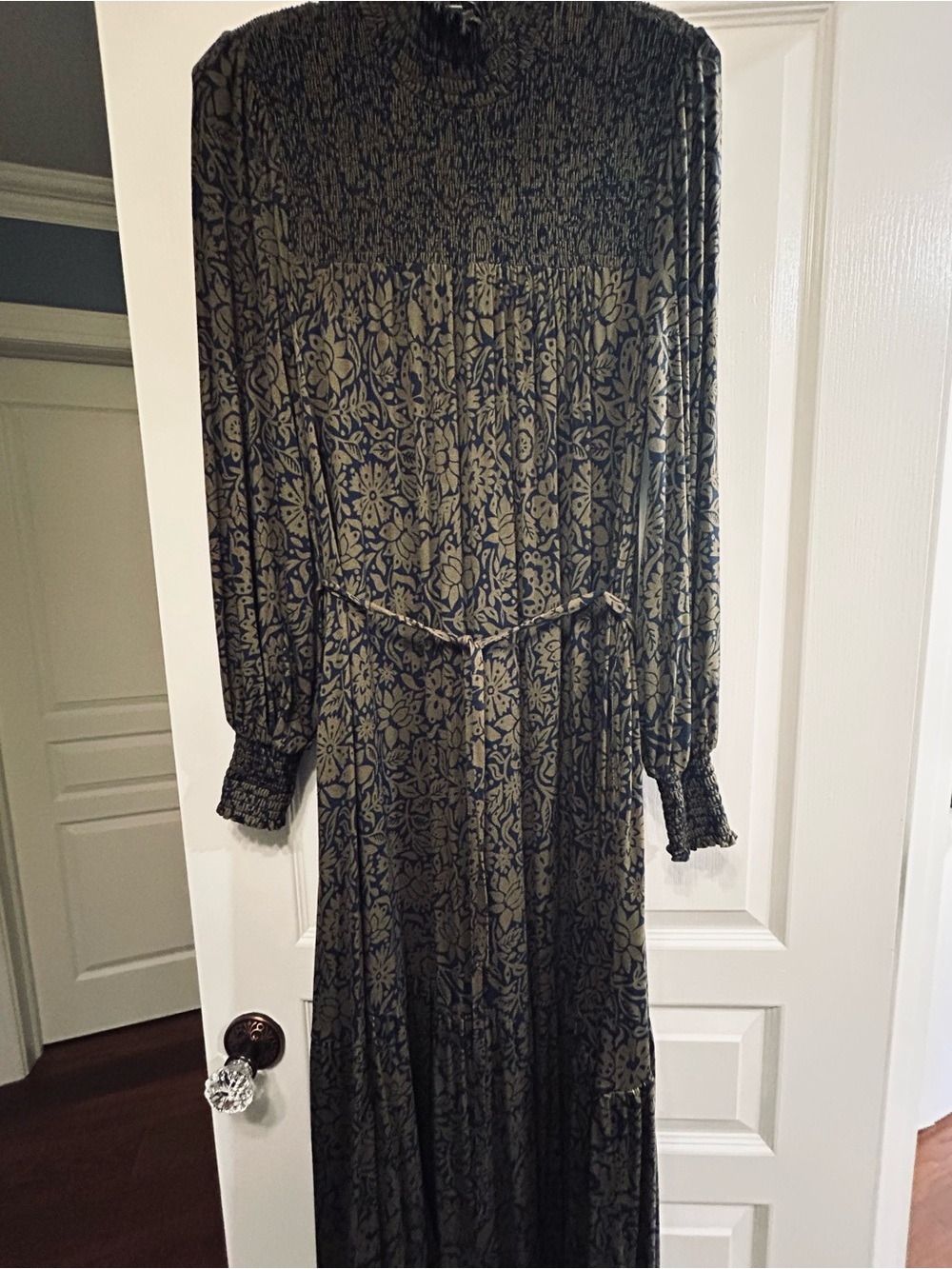 Boden Olive and Black Floral Maxi Dress